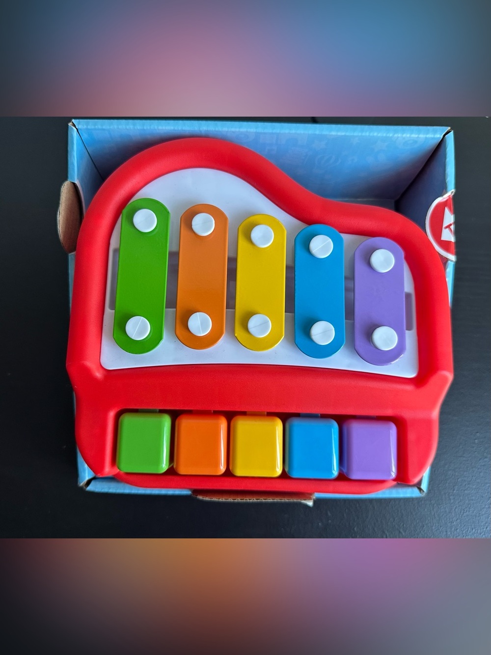 Red-Frame Kids Xylophone & Piano Toy with Rainbow Keys